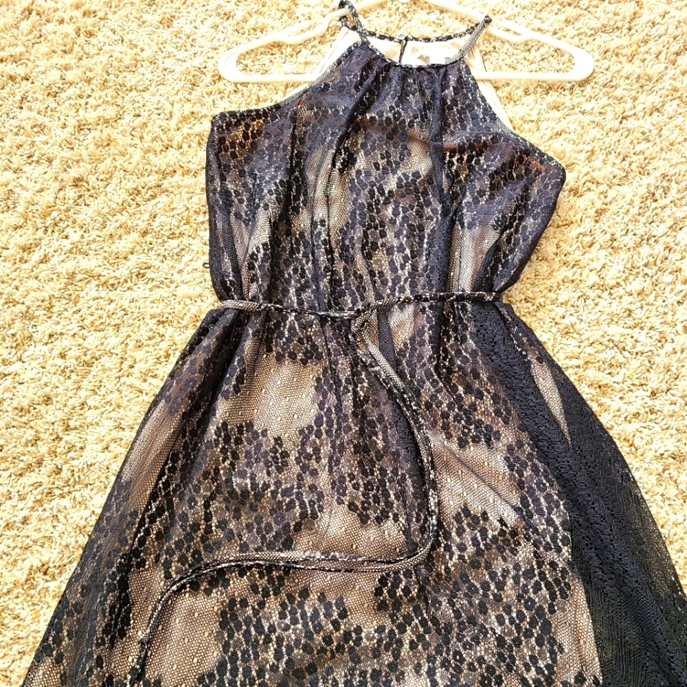 **NEW** NY&CO womens black lace halter dress-XS